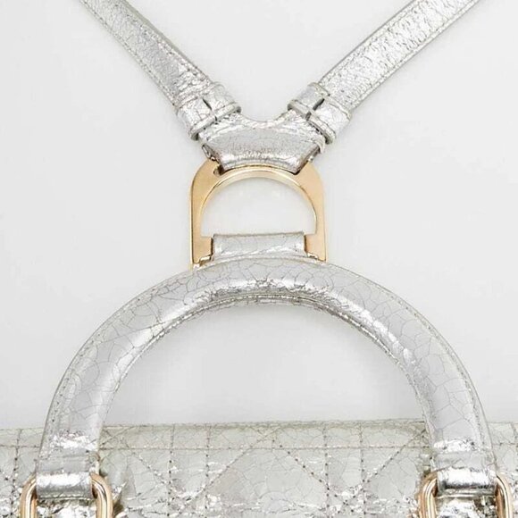 Christian Dior Silver Cannage Quilted Leather Stardust Small Backpack Bag - Picture 12 of 12